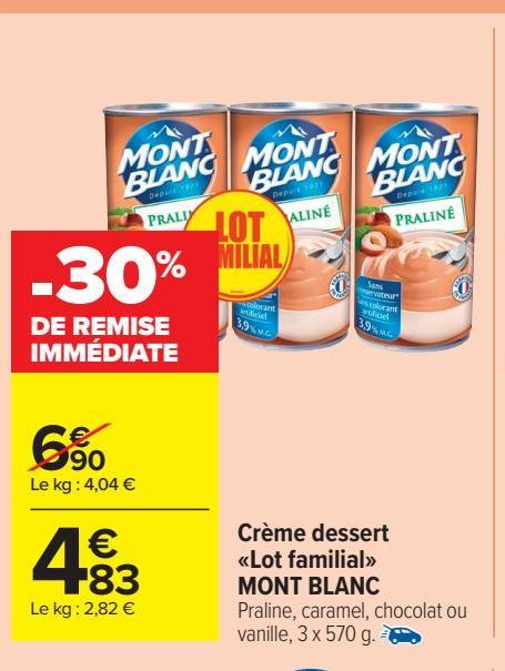 Crème dessert <Lot familial> MONT BLANC