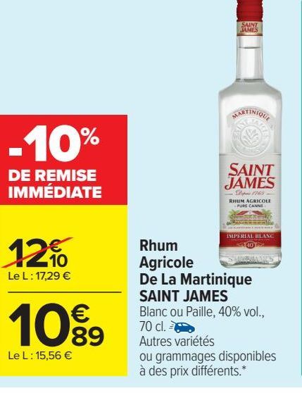 Rhum Agricole De La Martinique SAINT JAMES