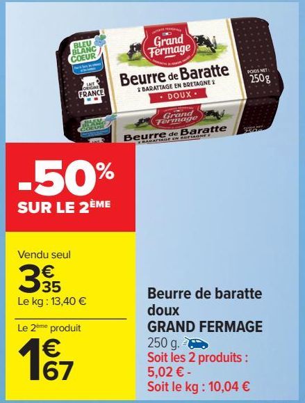 Beurre de baratte doux GRANND FERMAGE