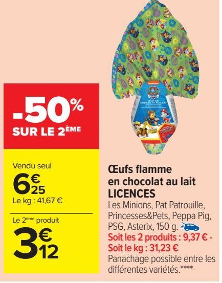 Oeufs flamme en chocolat au lait LICENCES