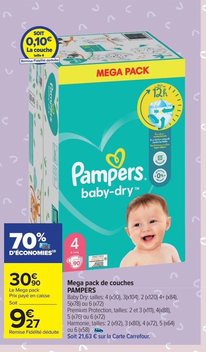 Mega pack de couches PAMPERS