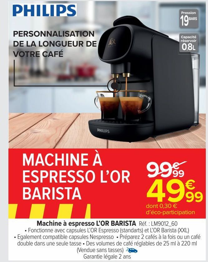 MACHINE À ESPRESSO L'OR BARISTA