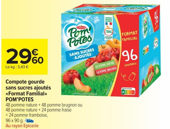 Compote gourde sans sucres ajoutés <Format Familial> POM'POTES