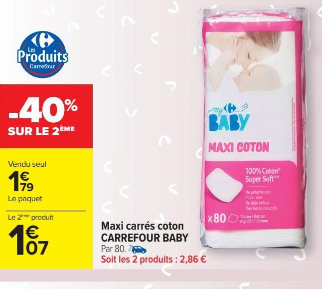 Maxi carrés coton CARREFOUR BABY