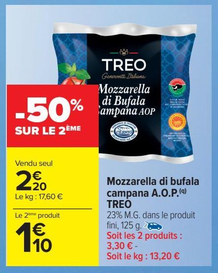 Mozzarella di bufala campana A.O.P. TREO