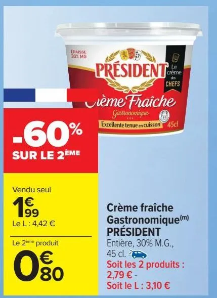 crème fraîche gastronomique président