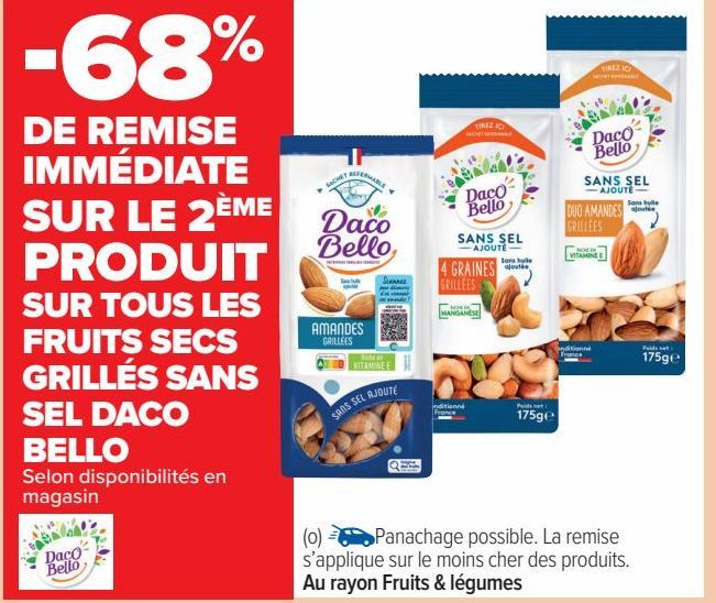 LES FRUITS SECS GRILLÉS SANS SEL DACO BELLO