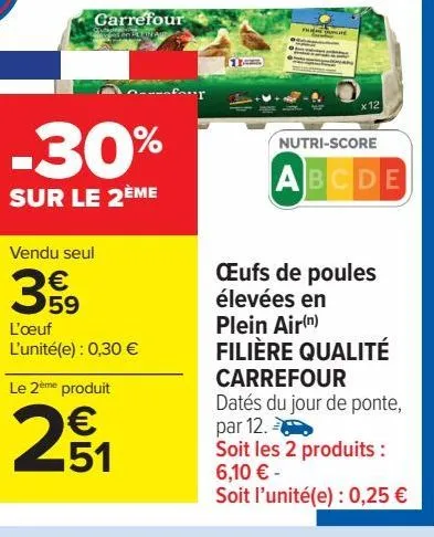 oeufs de poules élevées en plein air filière qualité carrefour