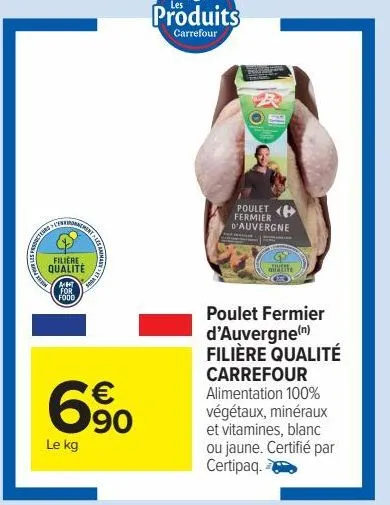 poulet fermier d'auvergne filière qualité carrefour