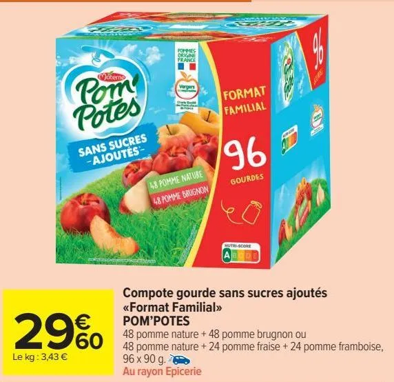 compote gourde sans sucres ajoutés <format familial> pom'potes