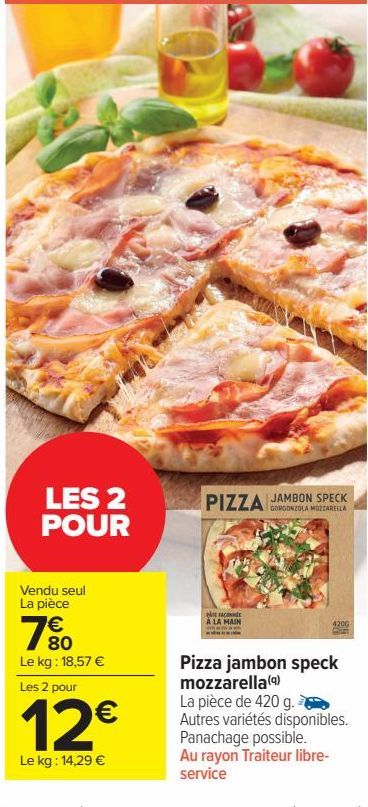 Pizza jambon speck mozzarella