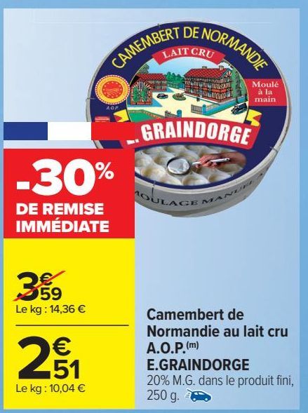 Camembert de Normandie au lait cru A.O.P.  E. GRAINDORGE