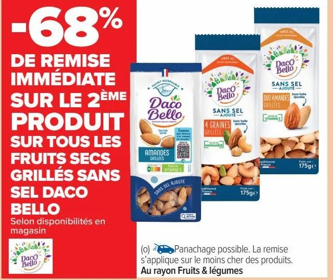 les fruits secs grillés sans sel daco bello