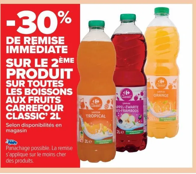 les boissons aux fruits carrefour classic' 2l