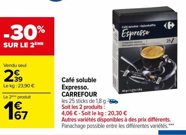 Café solubre Expresso. CARREFOUR