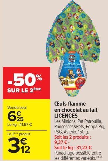 Oeufs flamme en chocolat au lait LICENCES