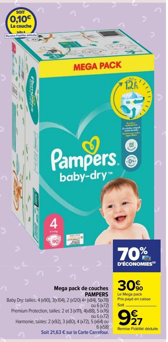 Mega pack de couches PAMPERS