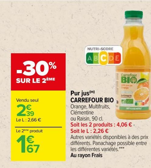 Pur jus CARREFOUR BIO 