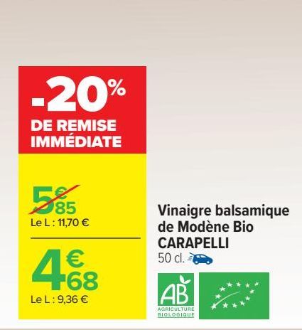 Vinaigre balsamique de Modène Bio CARAPELLI