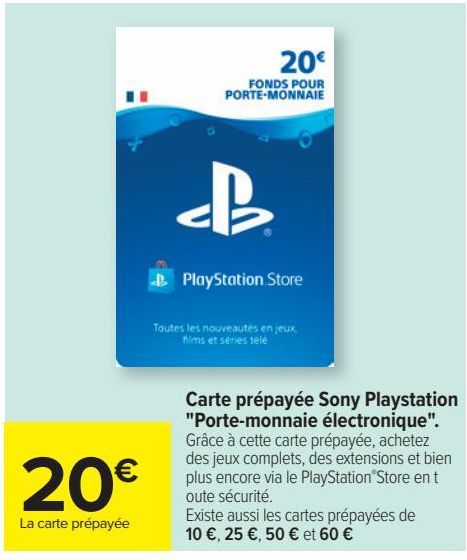 Carte prépayée Sony Playstation "Porte-monnaie électronique"