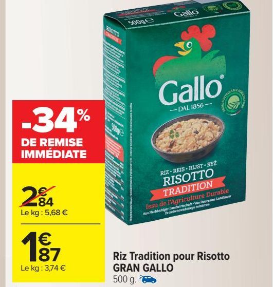 Riz Tradition pour Risotto GRAN Gallo