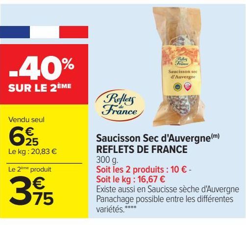 Saucisson sec d'Auvergne REFLETS DE FRANCE 