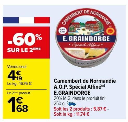 Camembert de Normandie A.O.P Spécial Affiné E.GRAINDORGE