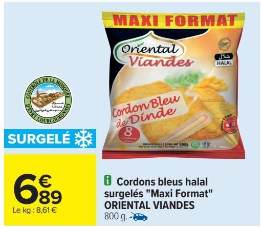 Cordons bleus halal surgelés "Maxi Format" ORIENTAL VIANDES 