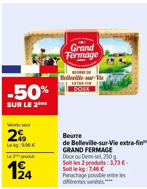 beurre de belleville-sur-vie extra-fin grand fermage 