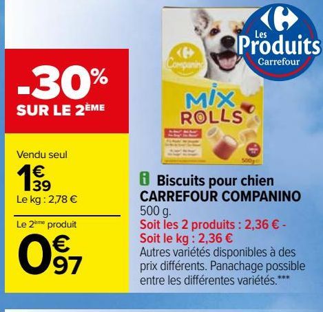 Biscuits pour chiens CARREFOUR COMPANINO 