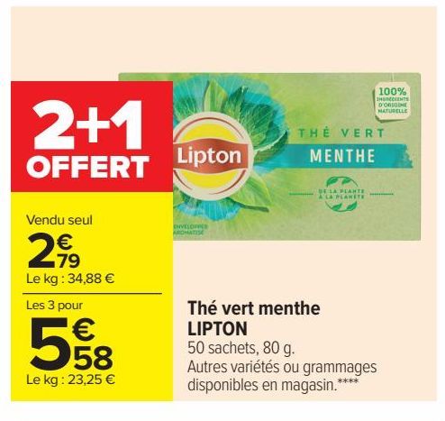 Thé vert menthe LIPTON 