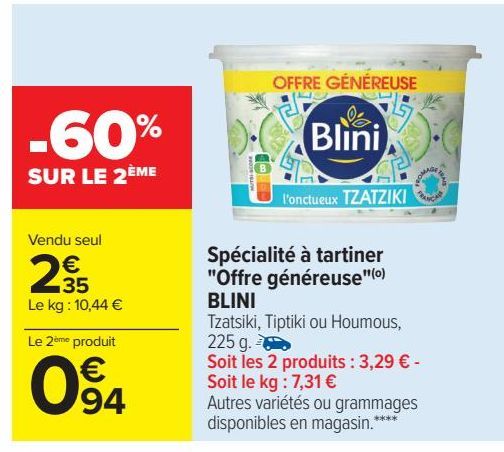 Spécialité à tartiner à tartiner Offre généreuse BLINI 