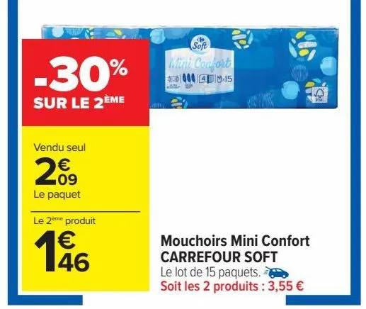 mouchoirs mini confort carrefour soft