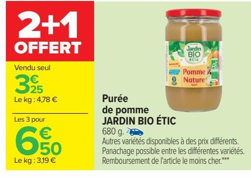 Purée de pomme JARDIN BIO ETIC