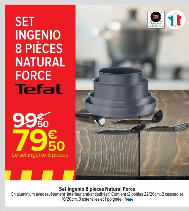 set ingenio 8 pieces natural force tefal