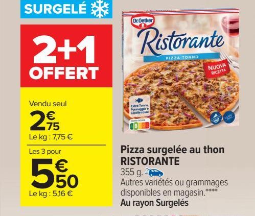 Pizza surgelée au thon RISTORANTE