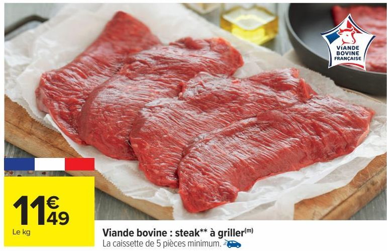 Viande bovine steak à griller 