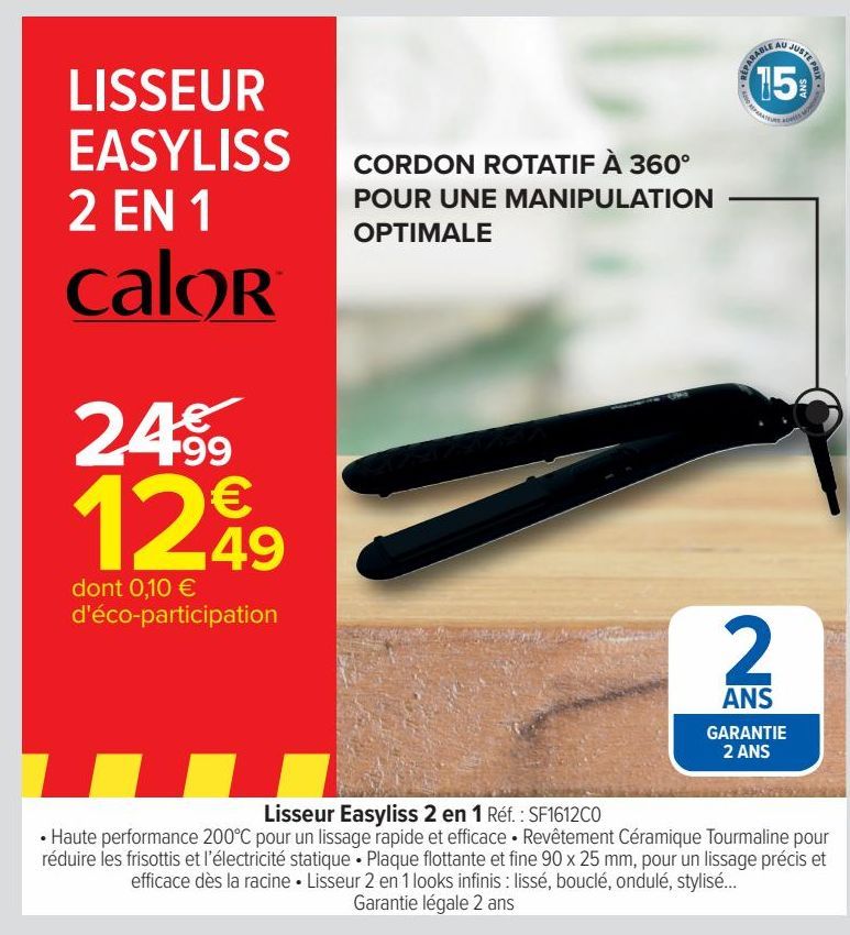 Lisseur Easyliss 2 en 1 