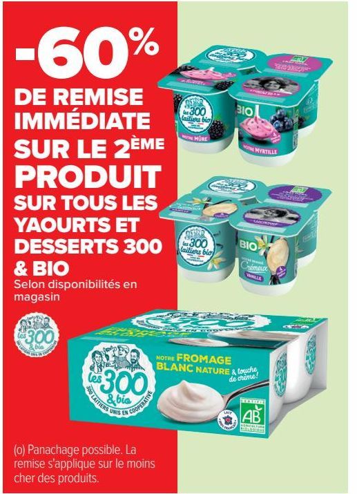 TOUS LES YAOURT ET DESSERTS 300 ET BIO