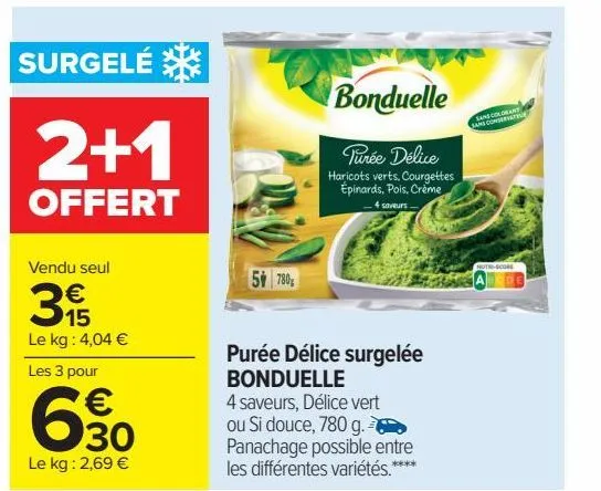 purée délice surgelée bonduelle