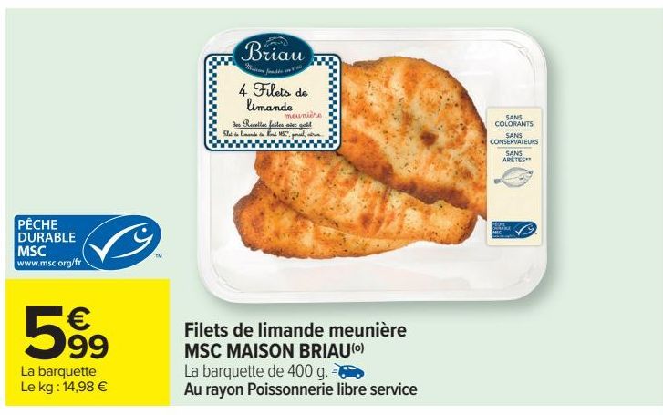 Filets de limande meunière MSC MAISON BRIAU