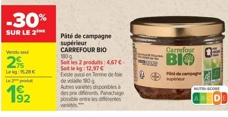 pâté de campagne supérieur carrefour bio