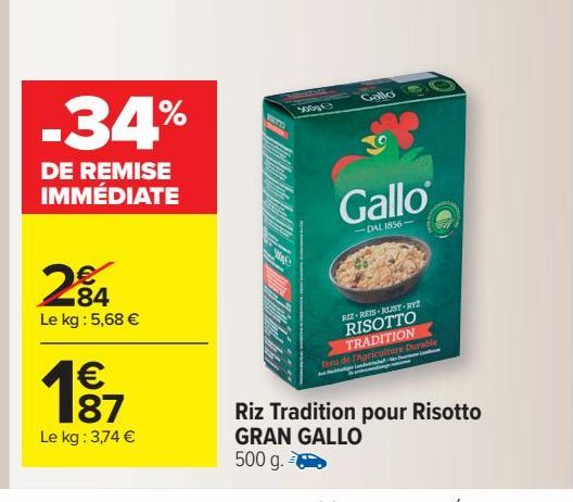 Riz Tradition pour Risotto GRAN GALLO