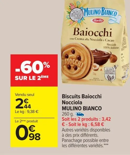 biscuits baiocchi noccila mulino bianco