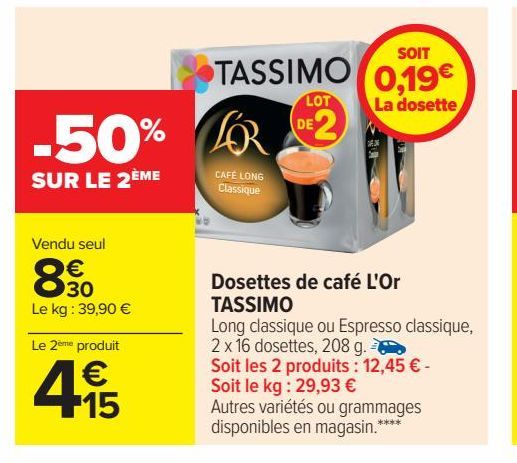 Dosettes de café L'Or TASSIMO