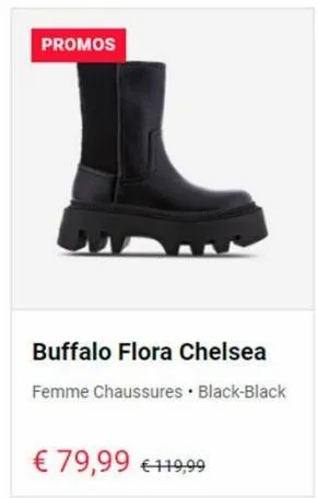 promos  buffalo flora chelsea femme chaussures • black-black  € 79,99 €119,99 