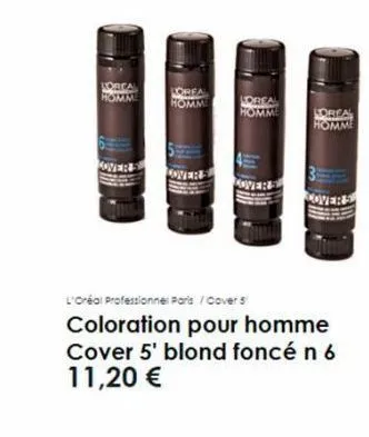 lorea  homme homme loreal  homme  loreal homme  l'oréal professionnel paris/cover 5 coloration pour homme cover 5' blond foncé n 6 11,20 € 
