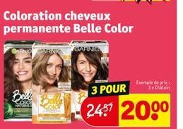 Beli  Coloration cheveux permanente Belle Color  GARNIC  ARNIC  Exemple de prix 3x Chatain  3 POUR  2487 200⁰ 