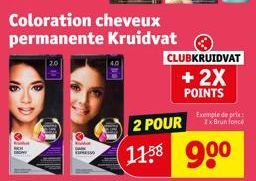 Coloration cheveux permanente Kruidvat  DARK ESSO  2 POUR  1158 900  CLUBKRUIDVAT  + 2X  POINTS  Exemple de prix: 2x Brunfonce 