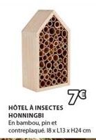 7€  HOTEL A INSECTES HONNINGBI  En bambou, pin et contreplaqué. 18 x L13 x H24 cm 